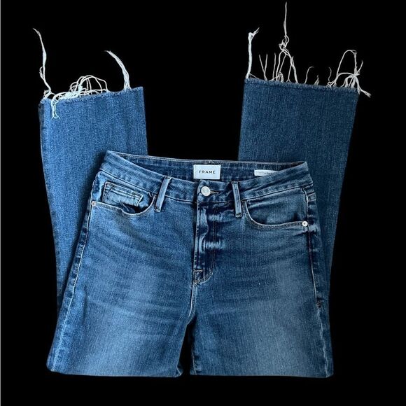 Frame cropped  Le crop mini boot cut Blue Denim Jeans - Picture 3 of 9